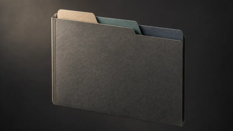 Illustration af en mørk mappe med tre farvede skillefaner som symbol på en custom GPTs formål, instruktioner og kontrol.